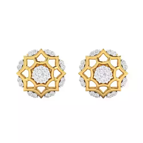 Diamond Studs Earrings Render 3dm STL SLC JCD OBJ FBX Details
