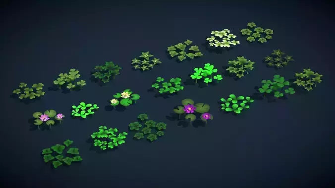 Stylized Low Poly Water Plants Aquatic Flora Pack Vol 9