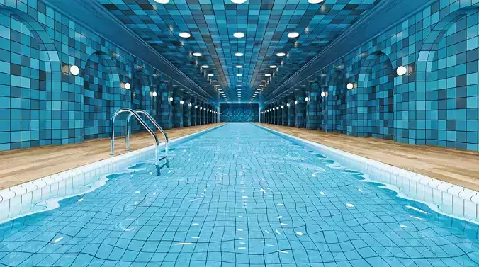 Stylized Indoor Swimming Pool Tunnel Environment