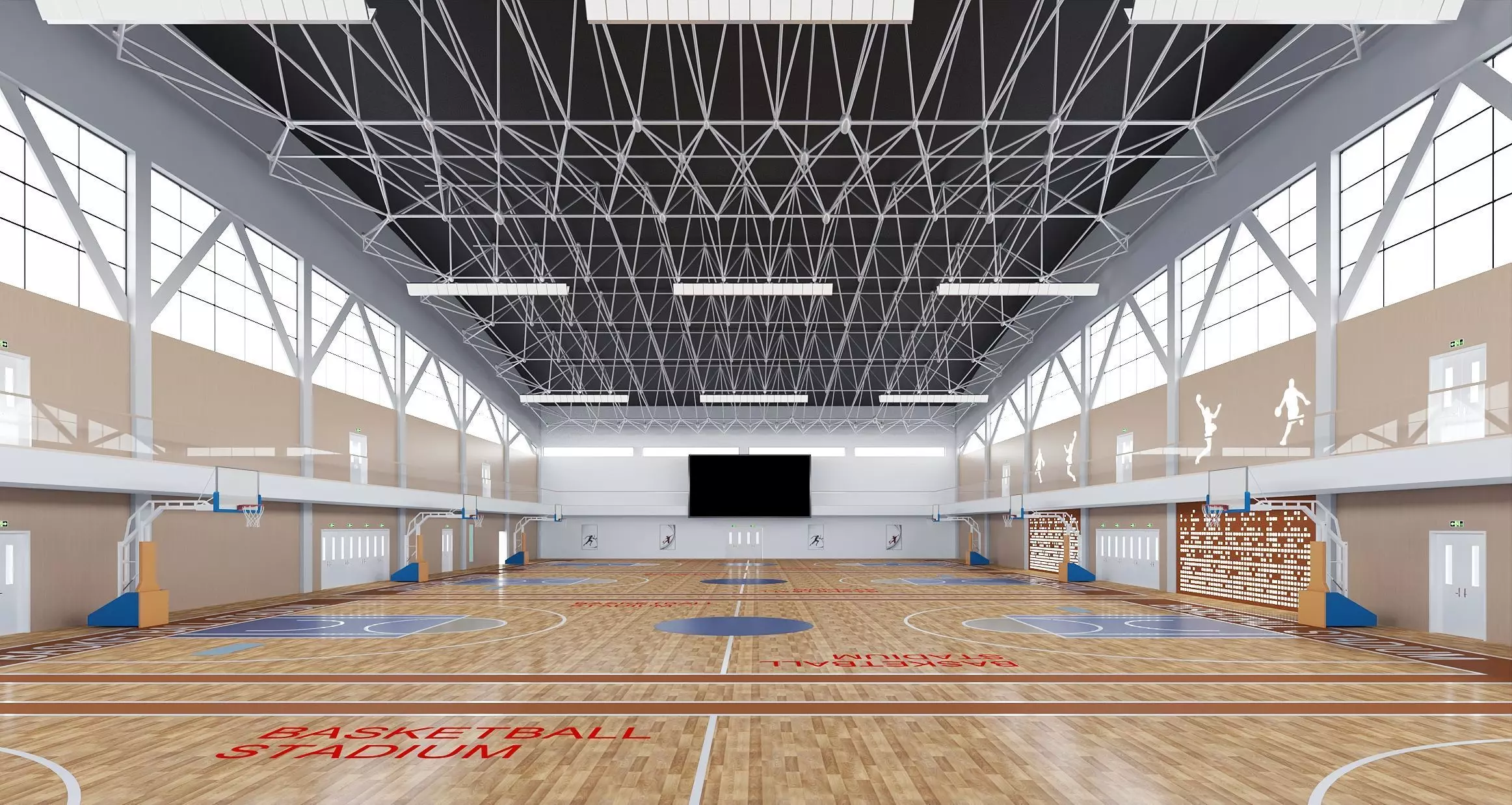 Modern Indoor Basketball Stadium Gymnasium 3D Asset 3D model