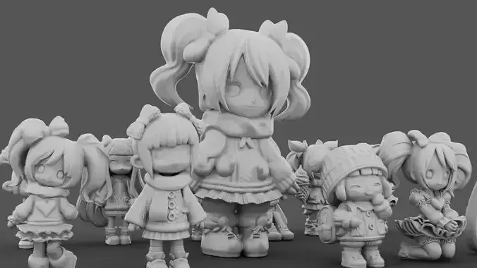 Chibi Anime Girls Collection - Winter Fashion Pack