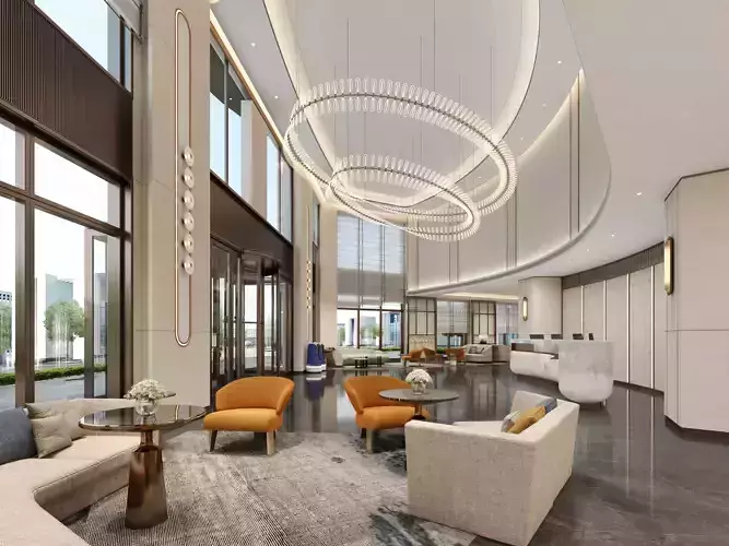 Hotel lobby Low-poly 3D model