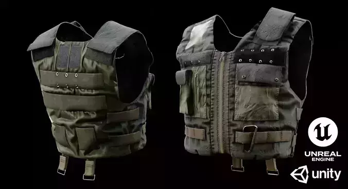 Tactical Body Armor Vest   Low Poly  game ready