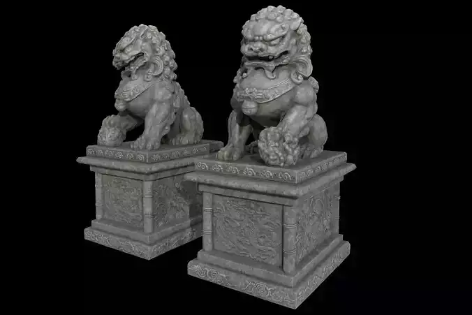  Stone Lion Storage Box