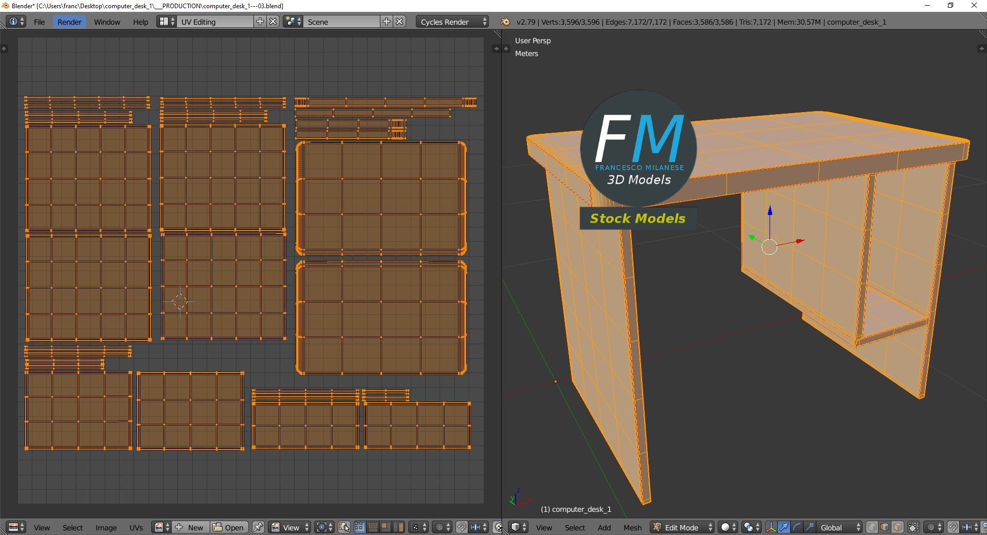 Computer desk 1 3D model_10