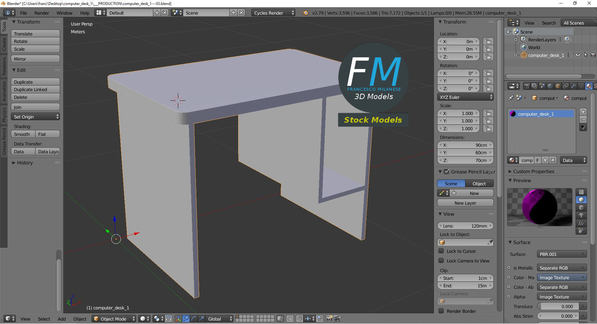 Computer desk 1 3D model_9