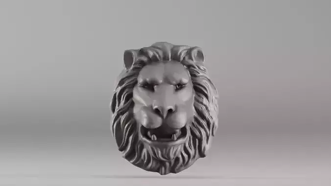 S00065 Lion head Bas-Relief 3dp