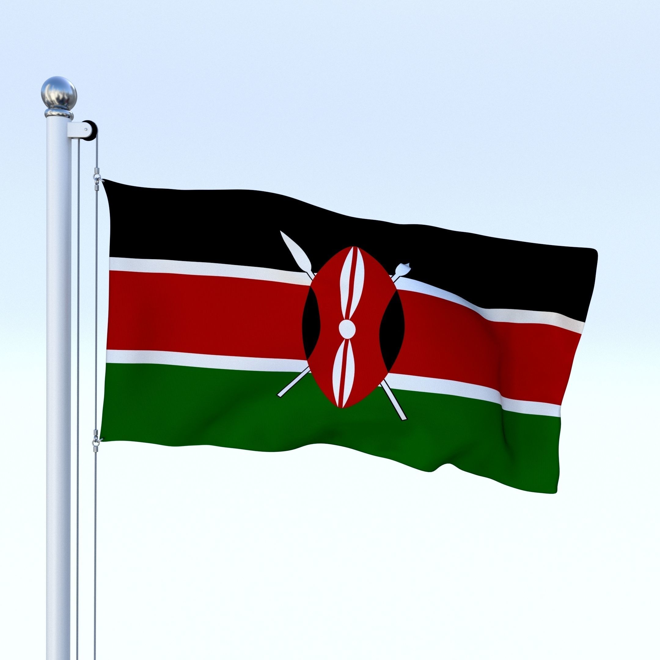 Animated Kenya Flag Low-poly 3D model_12