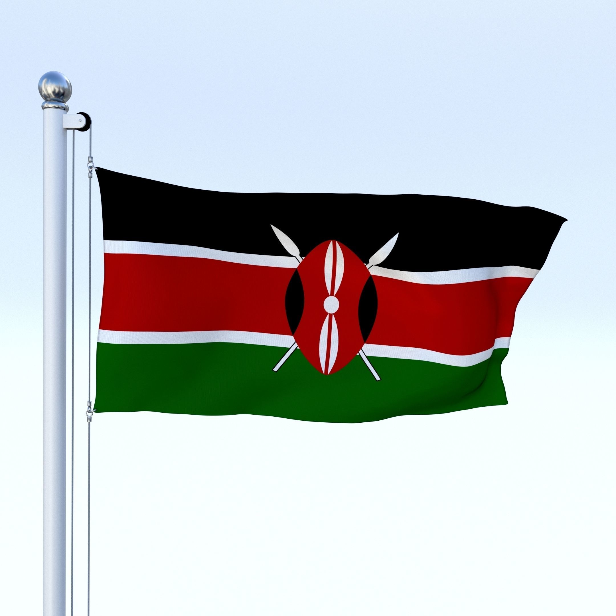 Animated Kenya Flag Low-poly 3D model_4