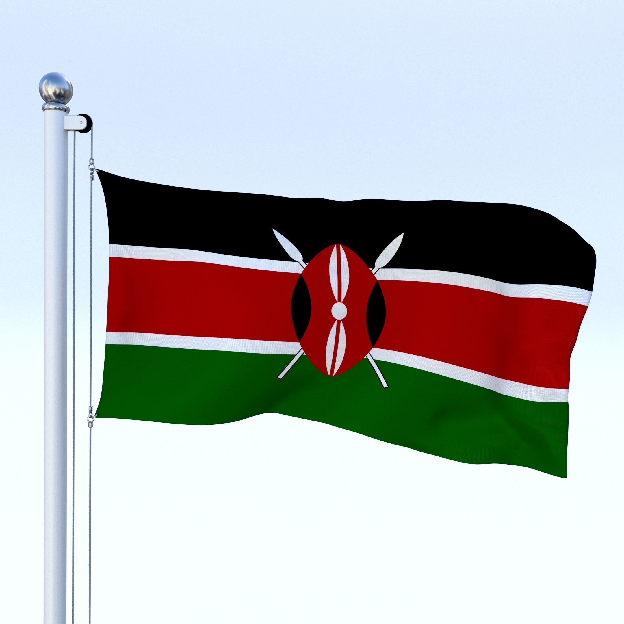 Animated Kenya Flag Low-poly 3D model_6