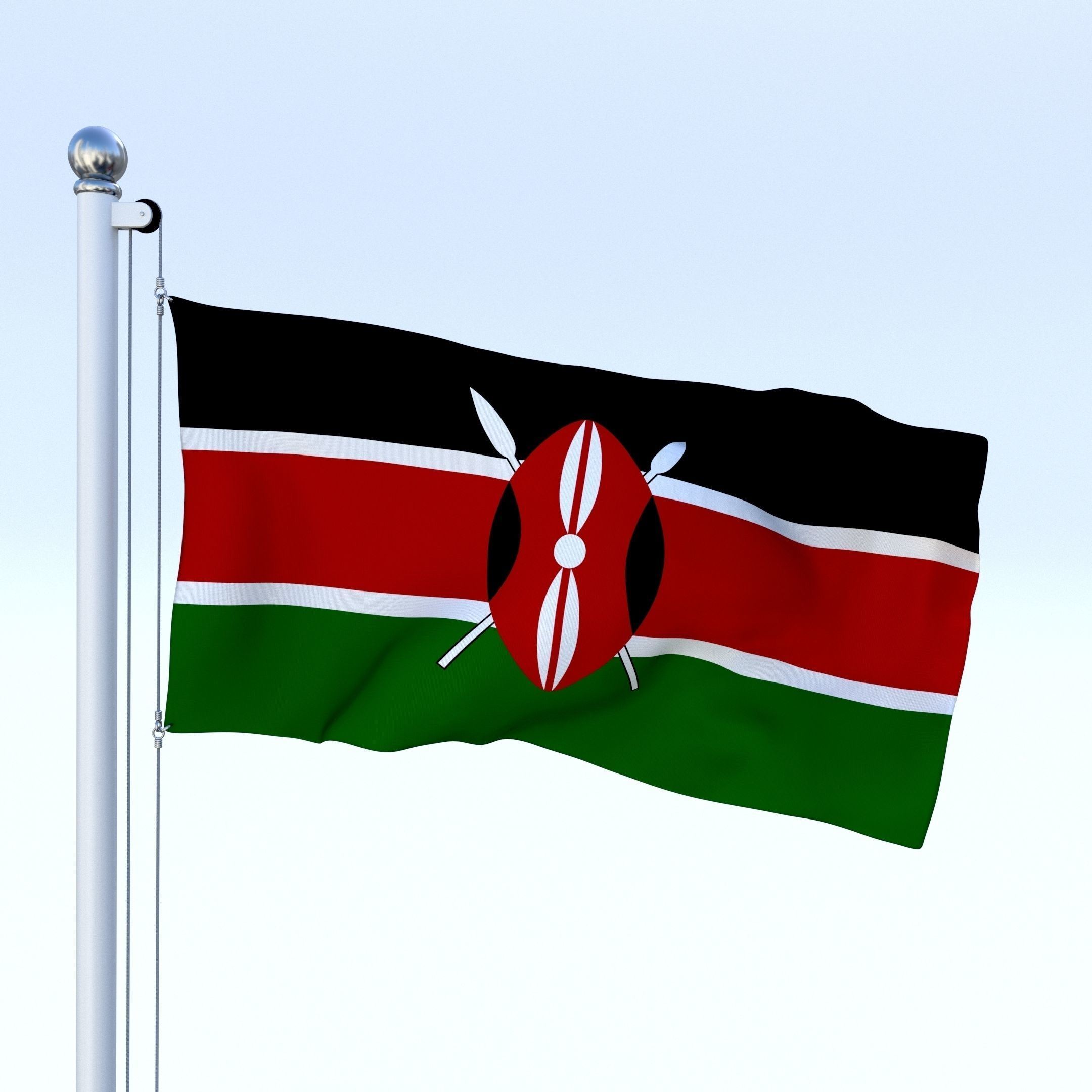 Animated Kenya Flag Low-poly 3D model_2