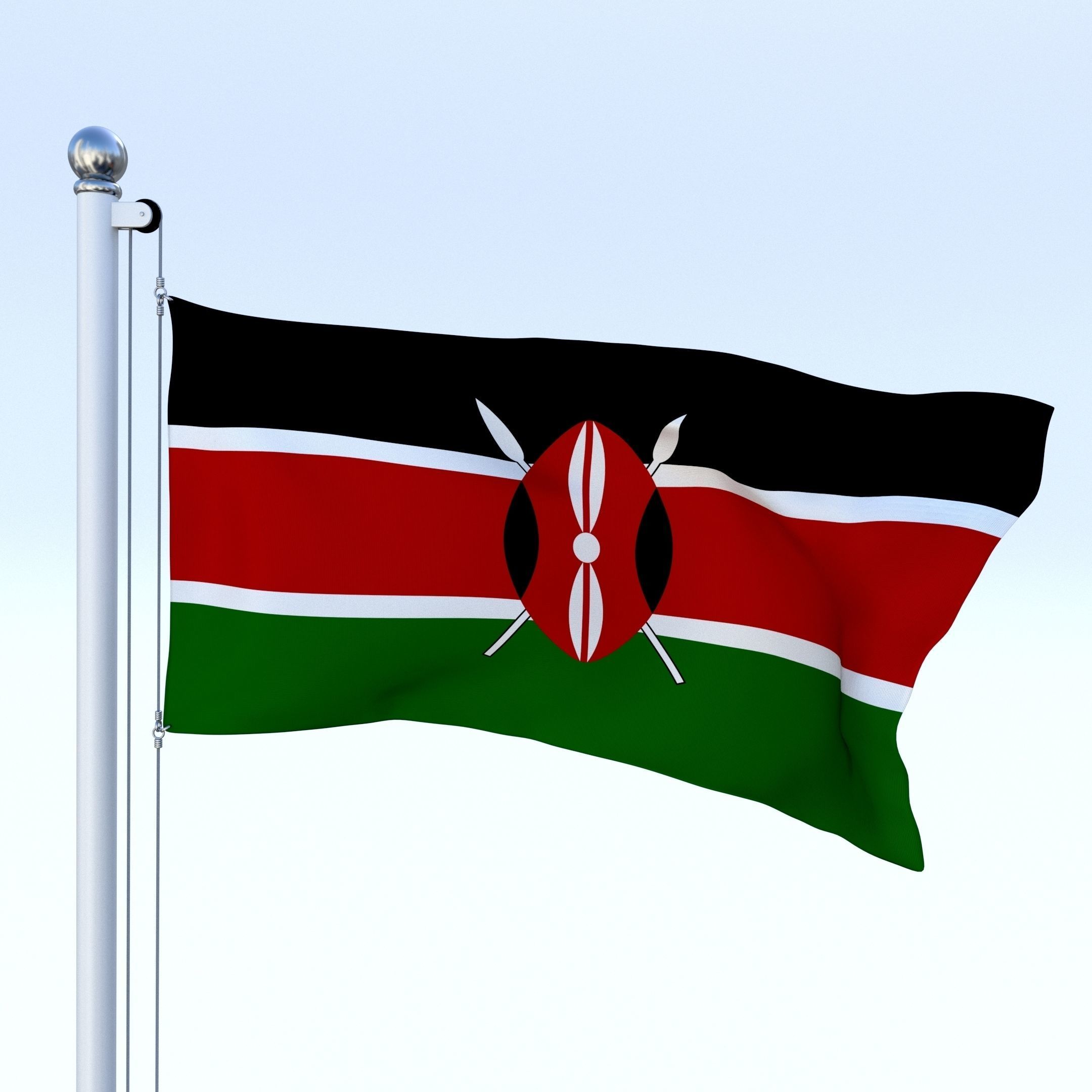 Animated Kenya Flag Low-poly 3D model_5