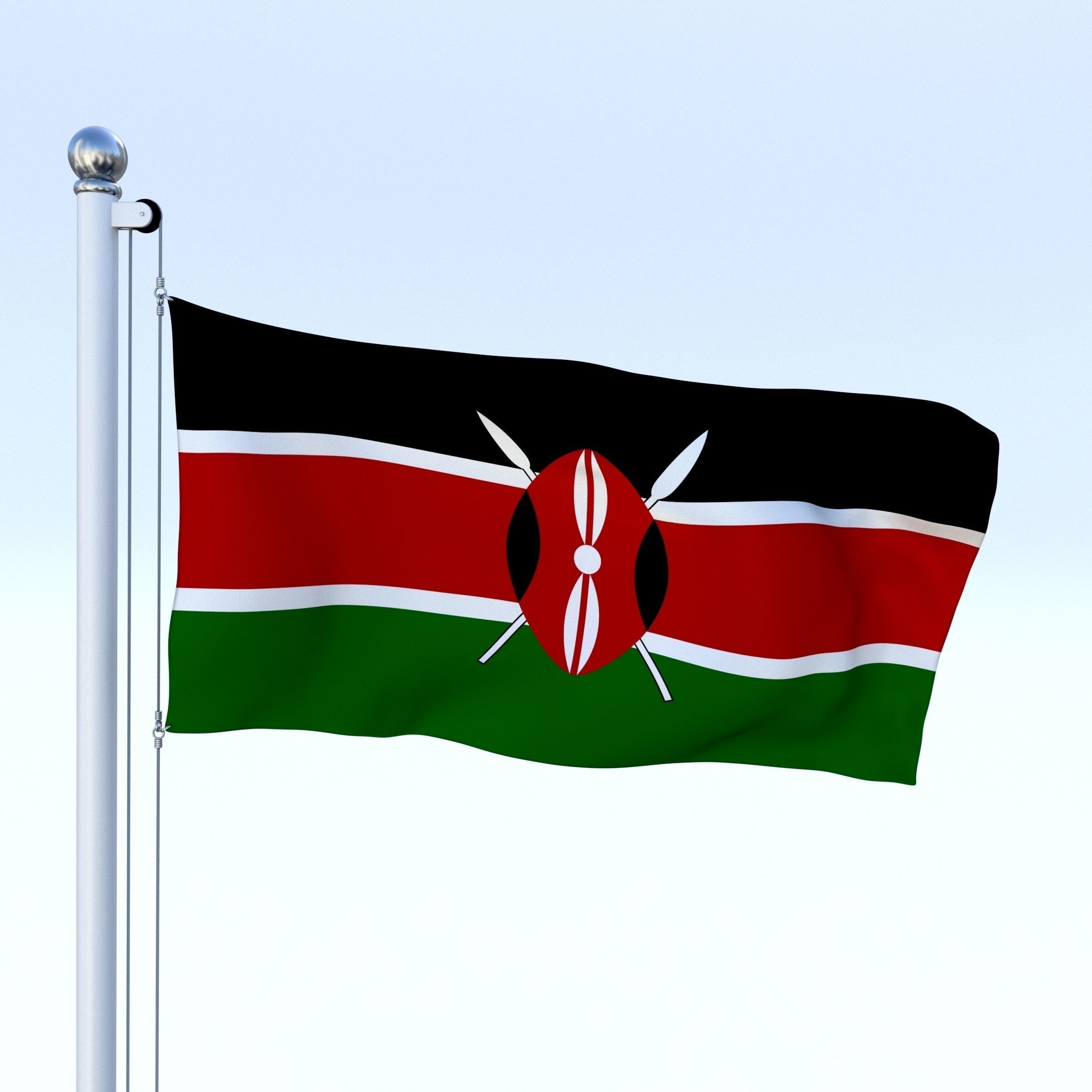 3D model Animated Kenya Flag VR / AR / lowpoly animated CGTrader