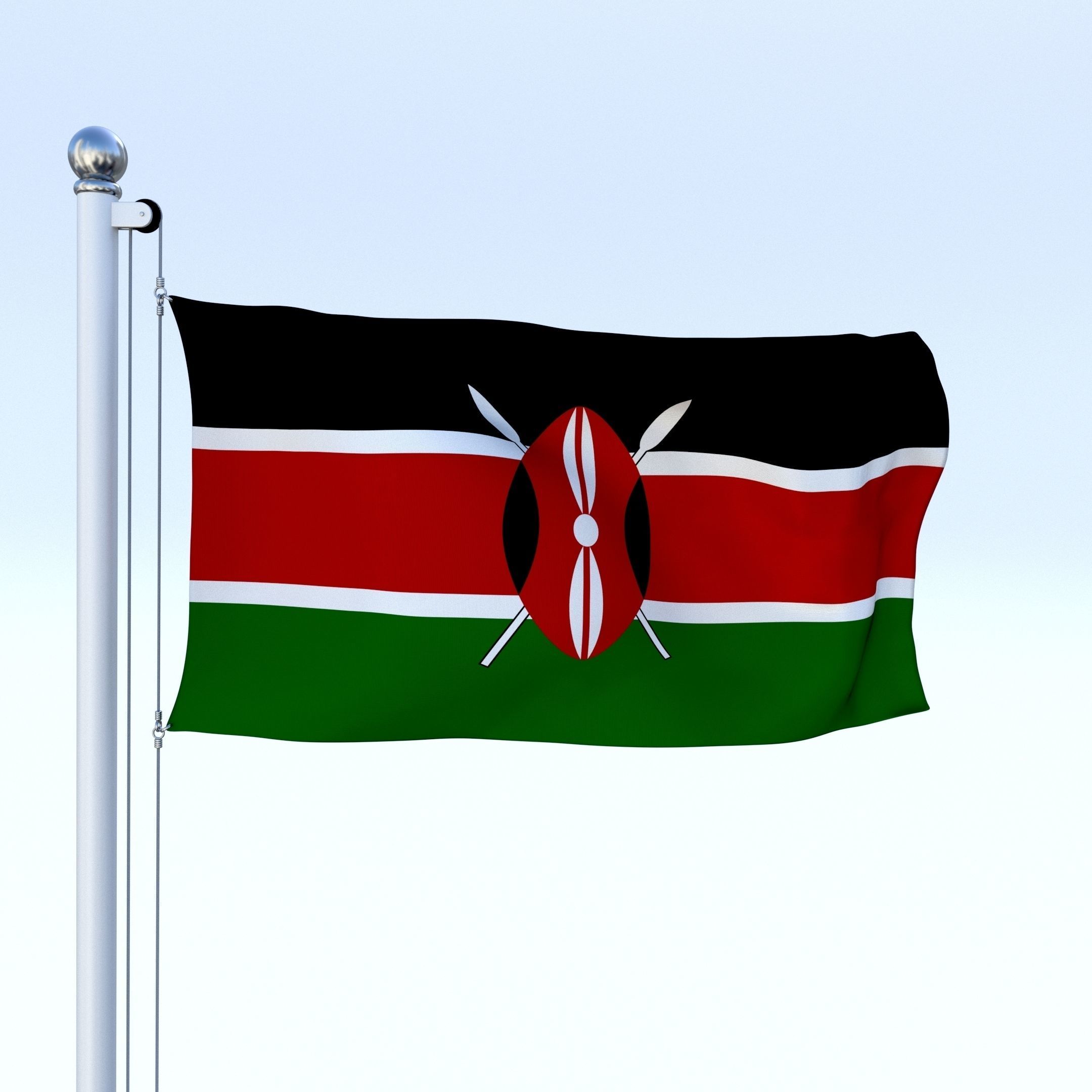 Animated Kenya Flag Low-poly 3D model_17