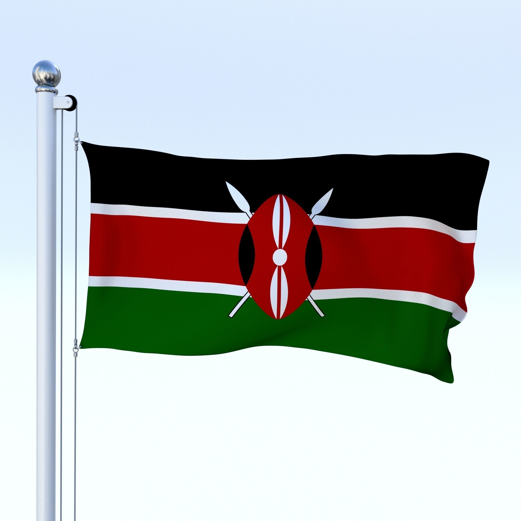 Animated Kenya Flag Low-poly 3D model_23