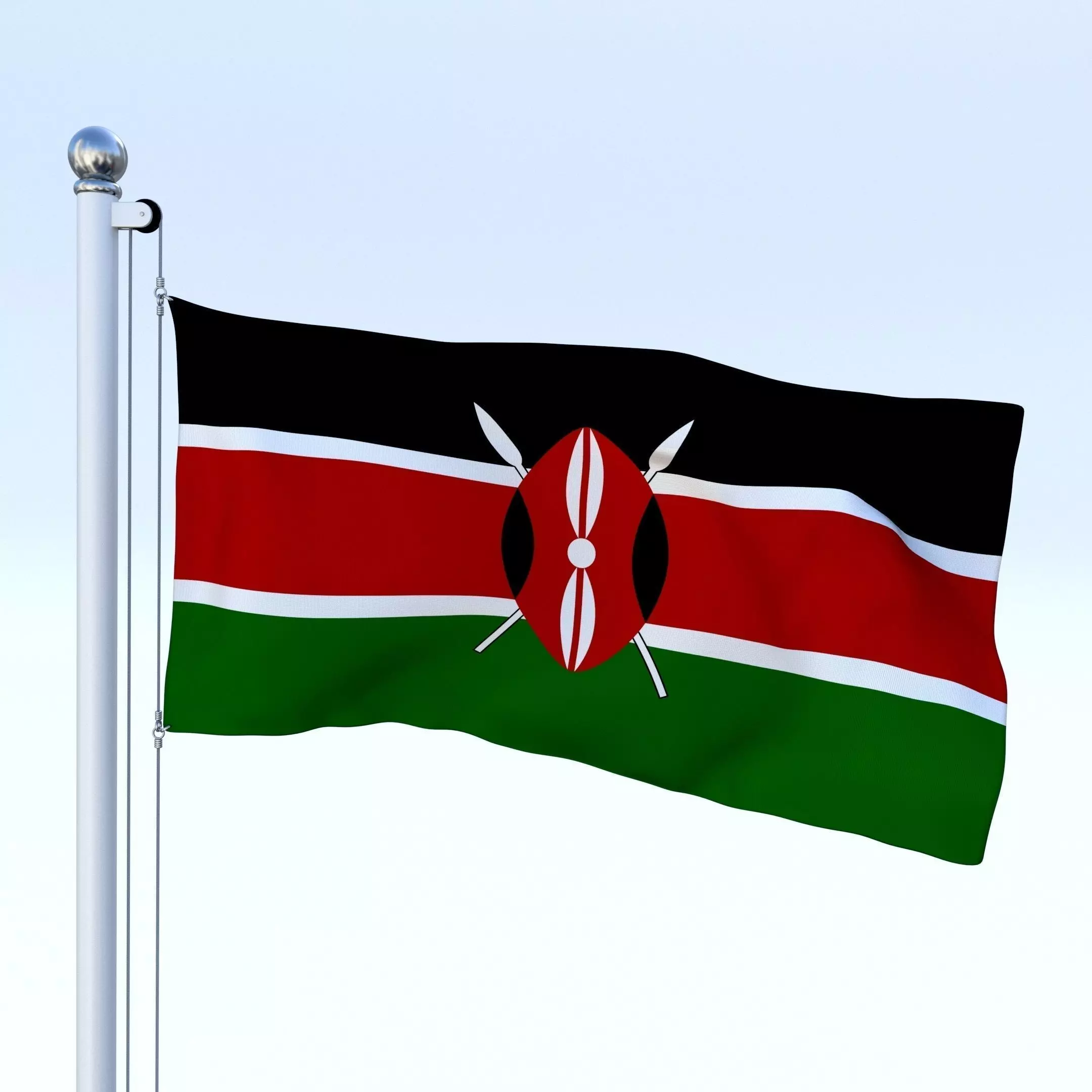 Animated Kenya Flag Low-poly 3D model_0