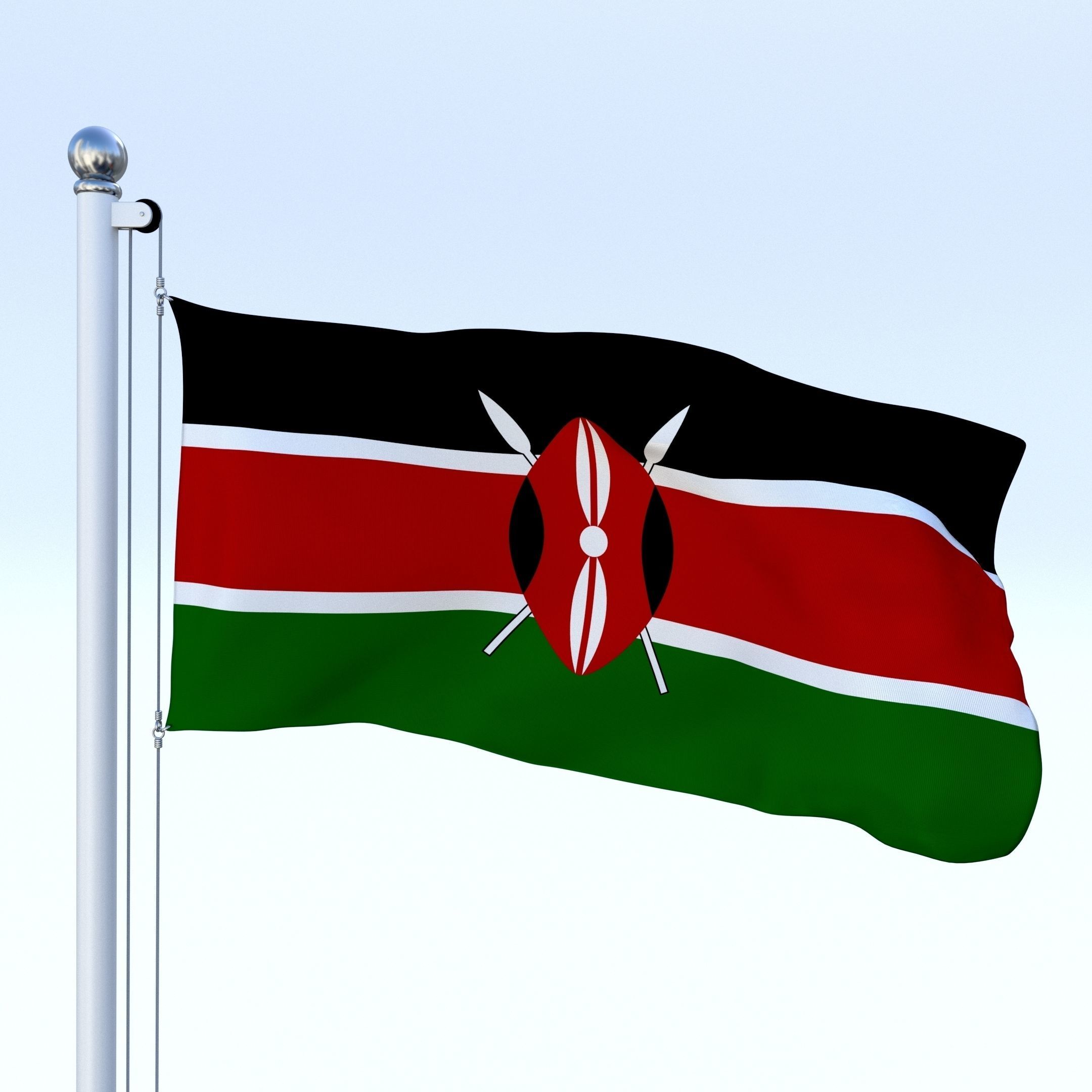 Animated Kenya Flag Low-poly 3D model_25