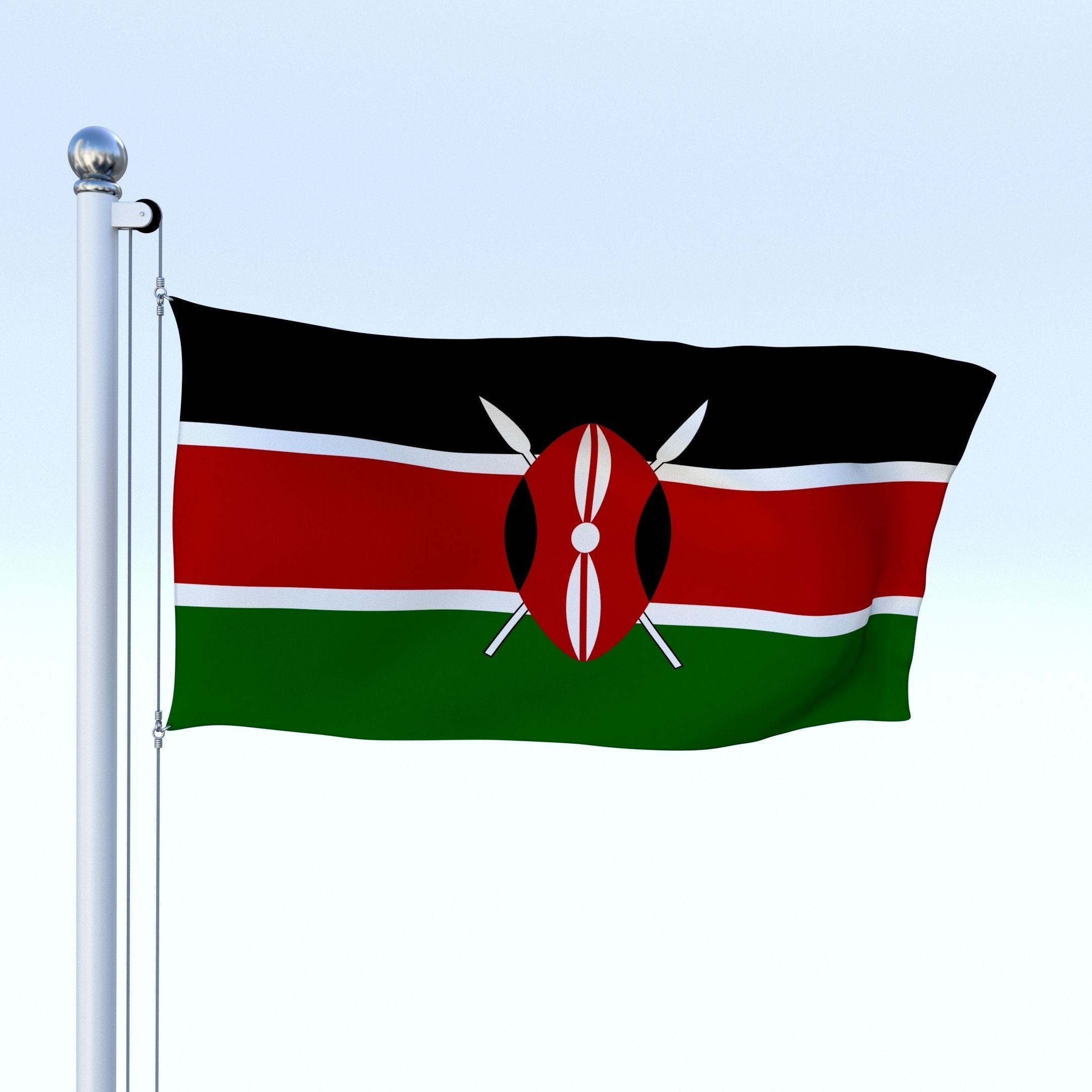 Animated Kenya Flag Low-poly 3D model_18
