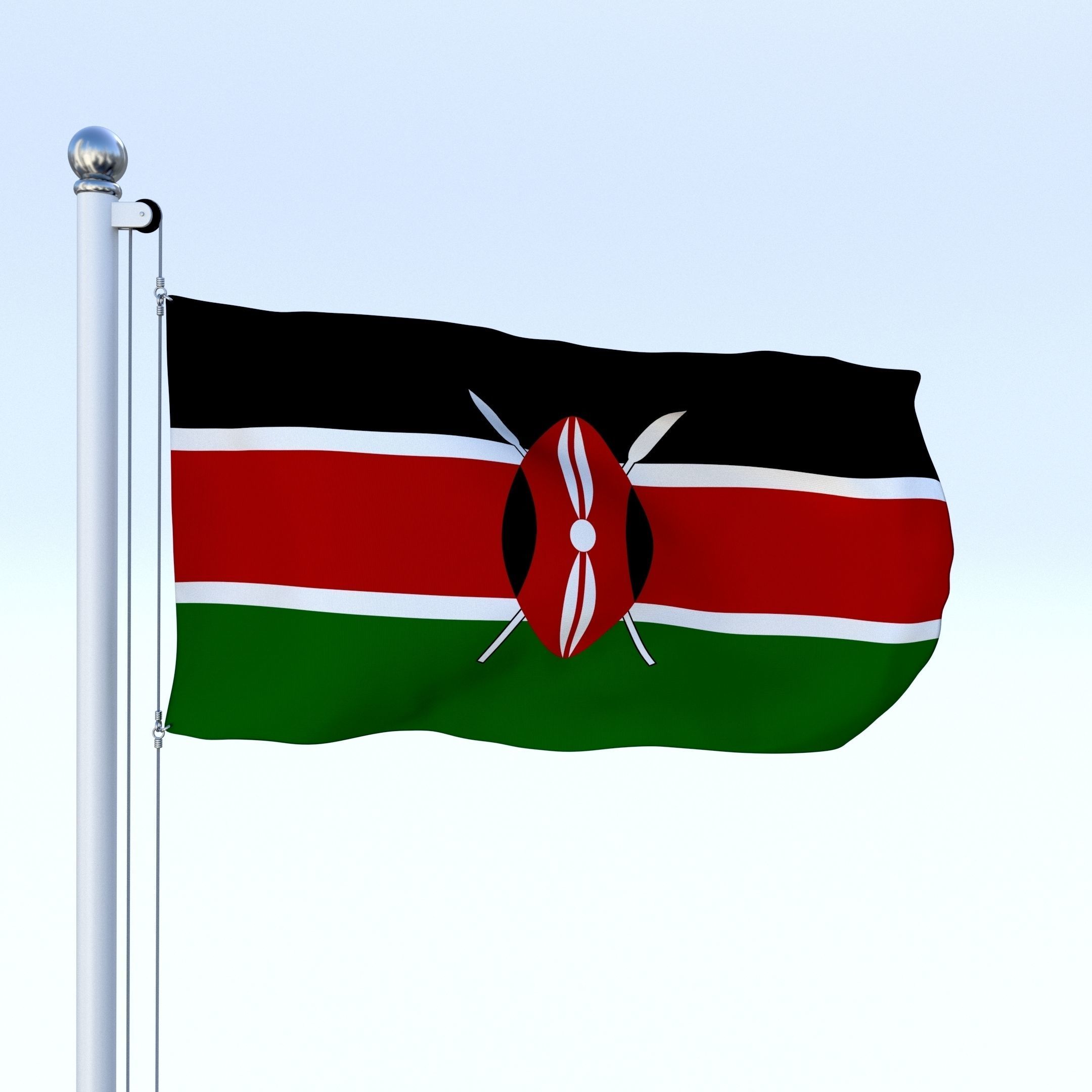 Animated Kenya Flag Low-poly 3D model_24