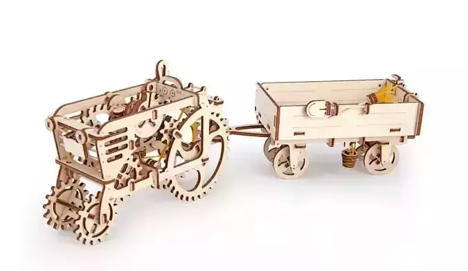 Tractor and Trailer - 3D DIY Wooden Mechanical Puzzle Model