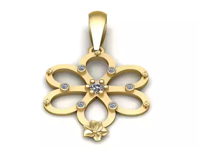 Elegant Floral Loop Pendant  3D Printable Model