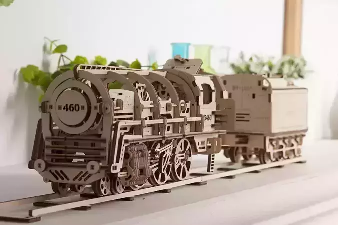 3D Wooden Locomotive Train Puzzle Model Kit
