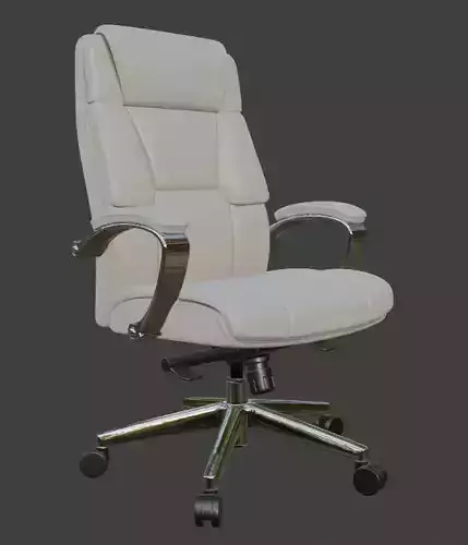 White Leather Executive Office Chair High Detail 3D Model PBR