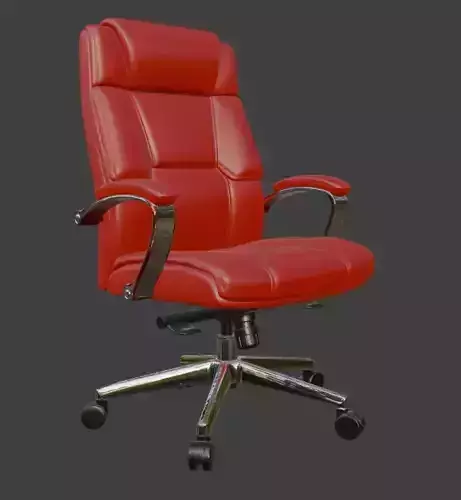 Modern Red Leather Executive Office Chair High Detail 3D Model