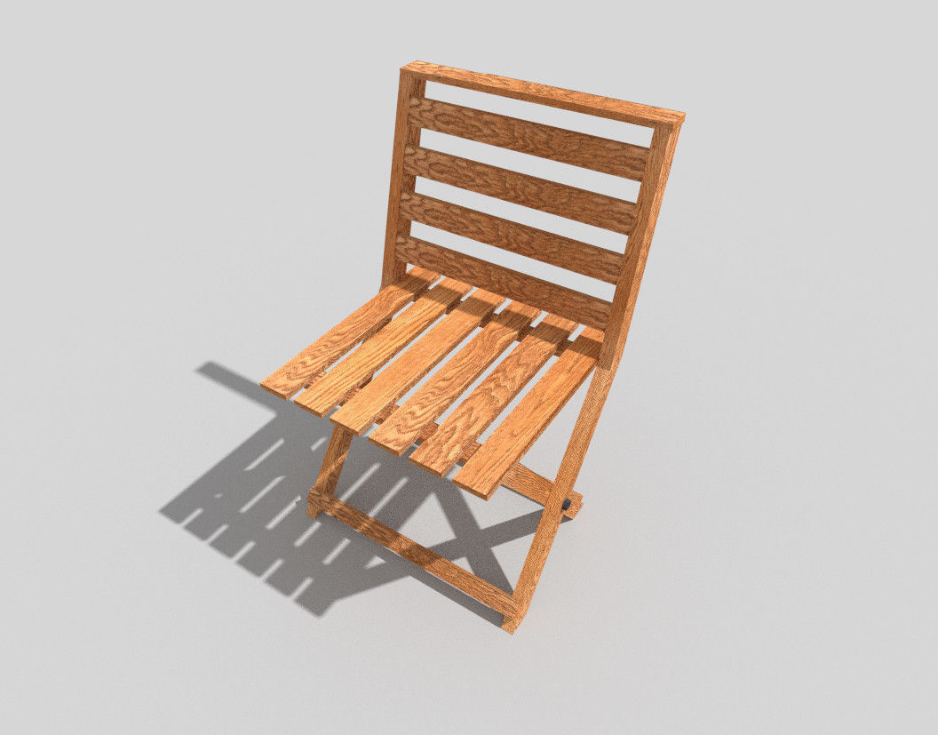 low poly beach chair 2 Low-poly 3D model_2
