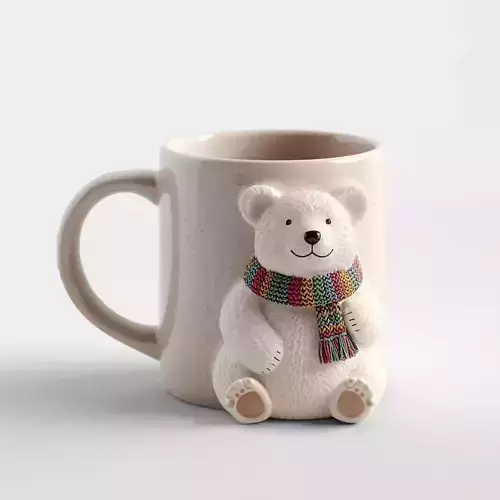 Polar Bear Mug 3D Model Cozy Winter Drinkware