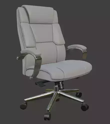 White Leather Executive Office Chair High Detail 3D Model