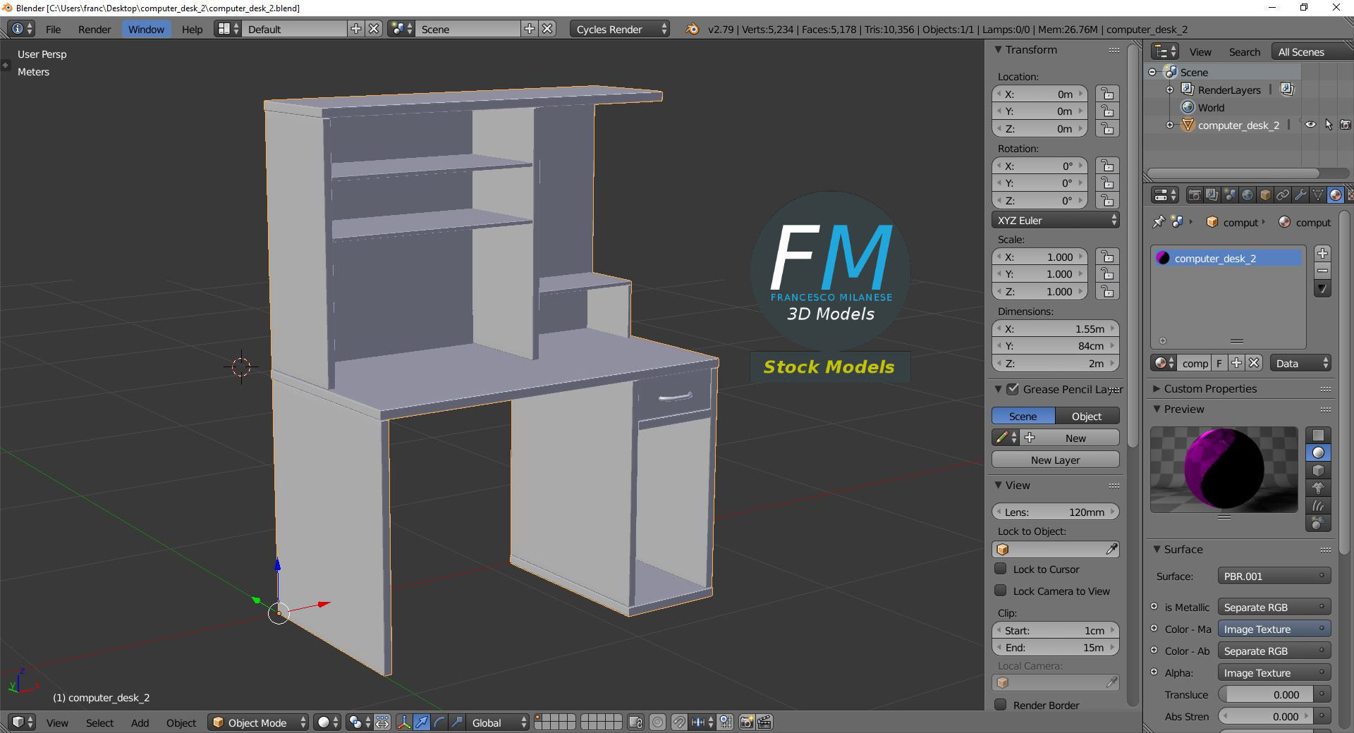 Computer desk 2 3D model_9