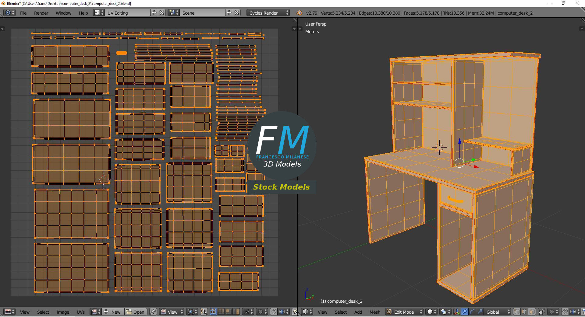 Computer desk 2 3D model_10
