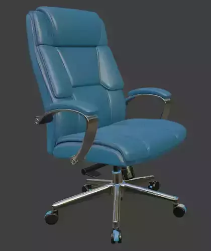 Modern Blue Leather Executive Office Chair High Detail 3D Model