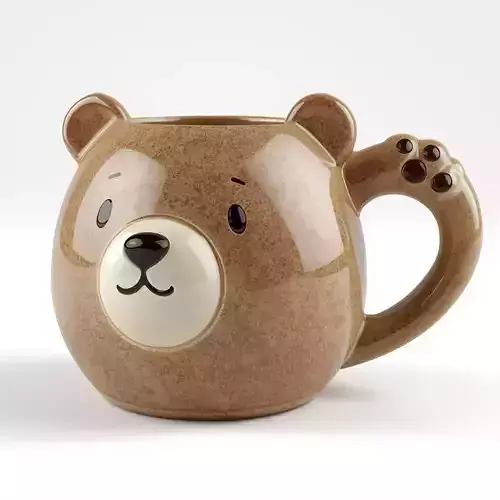 Cartoon Bear Mug 3D Model Whimsical Ceramic Drinkware