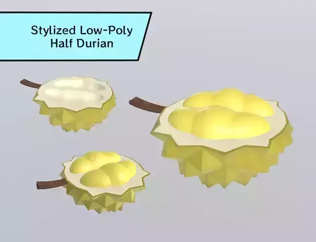 Stylized Low-Poly Half Durian