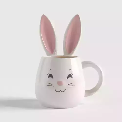 Cartoon Bunny Mug 3D Model Whimsical Ceramic Drinkware