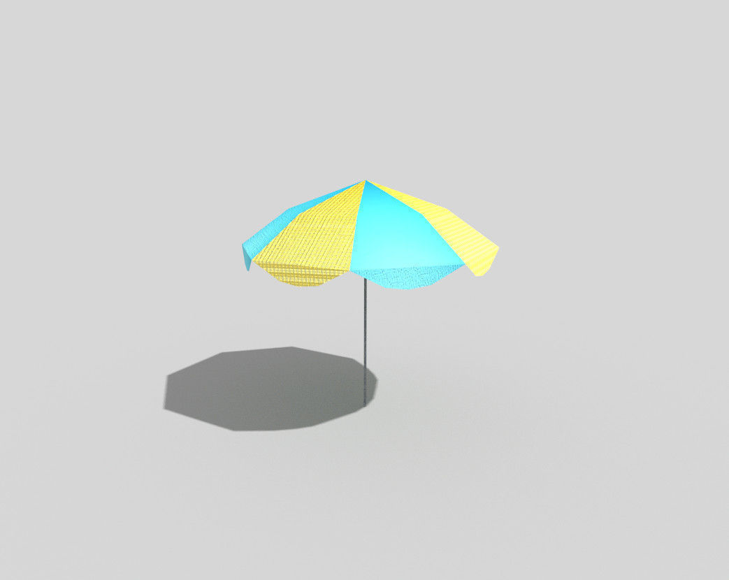 low poly parasol beach umbrella Low-poly 3D model_2