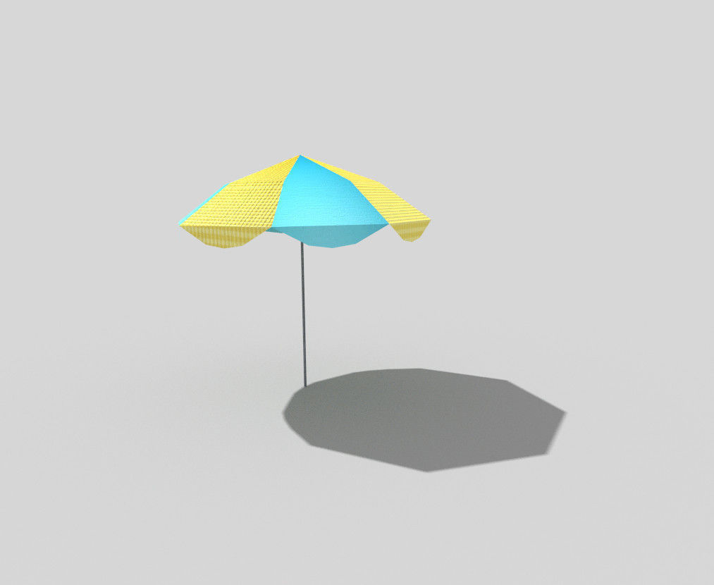 low poly parasol beach umbrella Low-poly 3D model_3
