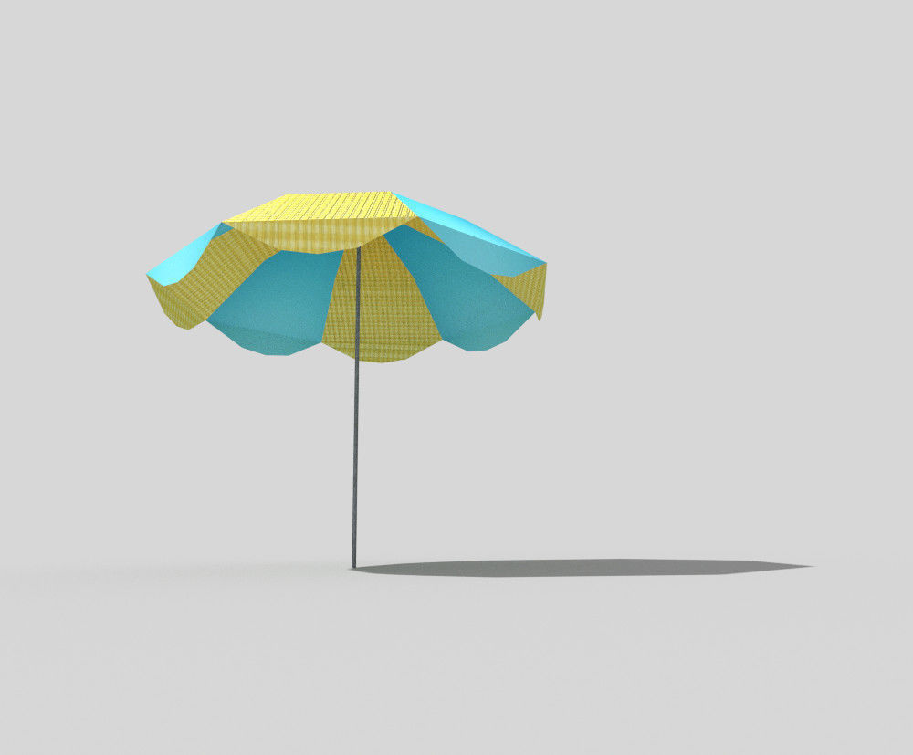 low poly parasol beach umbrella Low-poly 3D model_1