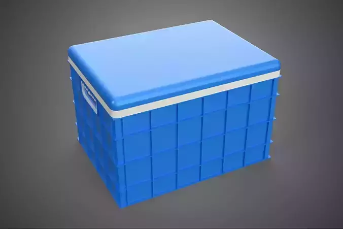 BLUE PLASTIC COLD BOX STORAGE CRATE CONTAINER ICE CREAM ICEBOX