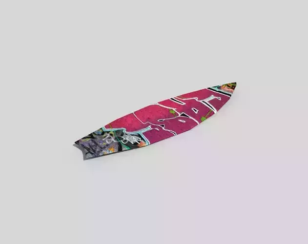 low poly surfborad graffiti surfboard