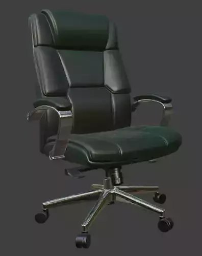 Dark Green Leather Executive Office Chair High Detail 3D Model