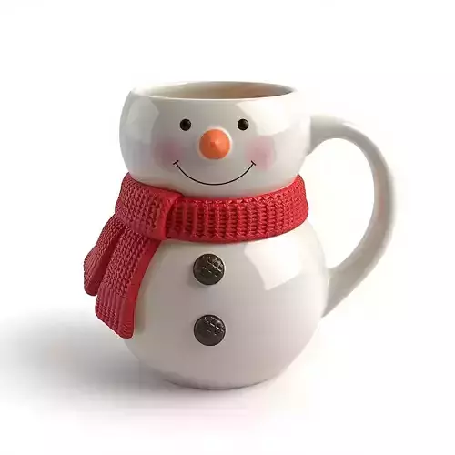 Cartoon Snowman Mug 3D Model Festive Drinkware