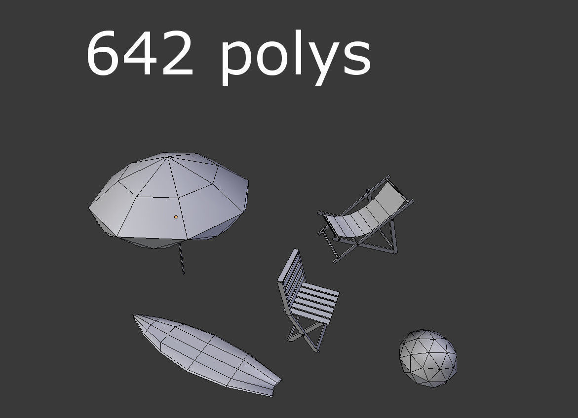 5 low poly beach props pack 1 Low-poly 3D model_5