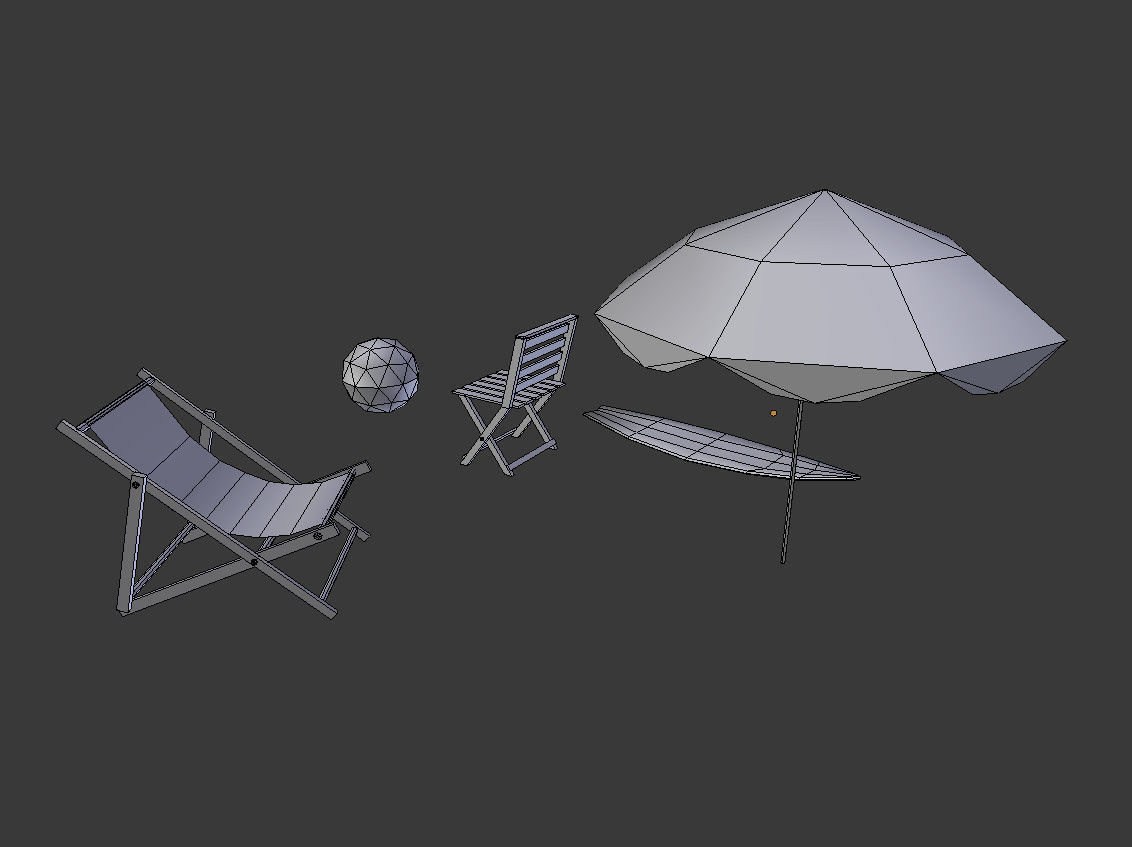 5 low poly beach props pack 1 Low-poly 3D model_6