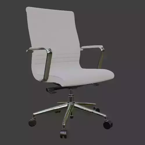 Modern White Leather Executive Office Chair High Detail 3D Model