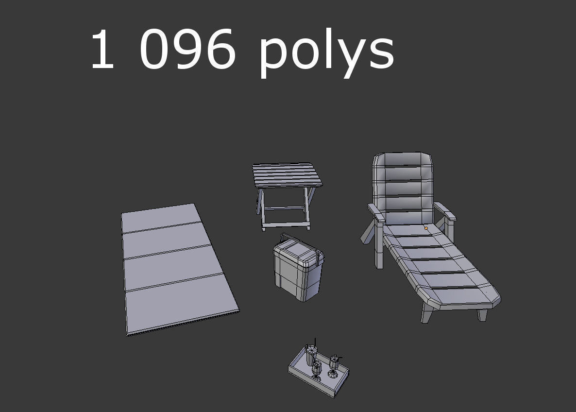 5 low poly beach props pack 2 Low-poly 3D model_4