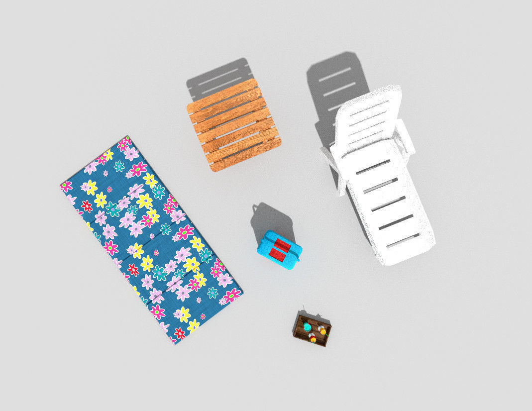 5 low poly beach props pack 2 Low-poly 3D model_5