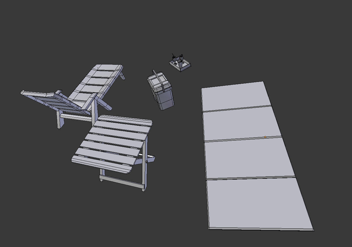 5 low poly beach props pack 2 Low-poly 3D model_6